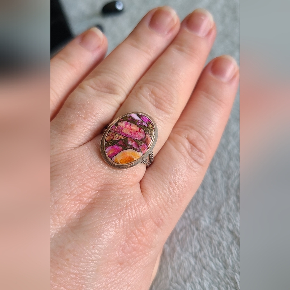 Sterling Silver Spiny Oyster Turquoise Ring